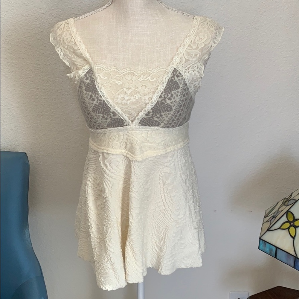 Free people partial lace flowy top